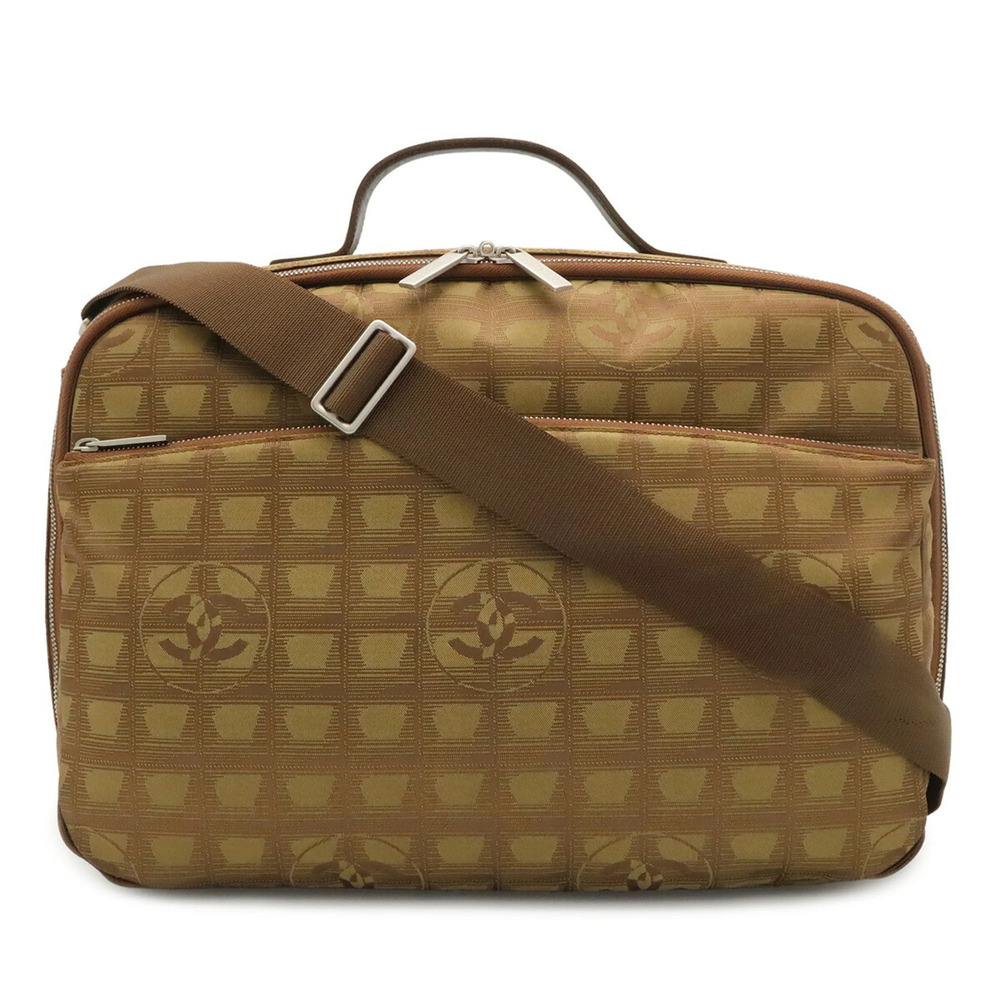 CHANEL New Travel Line Boston Bag, Handbag, Shoulder Nylon Jacquard Leather, ...